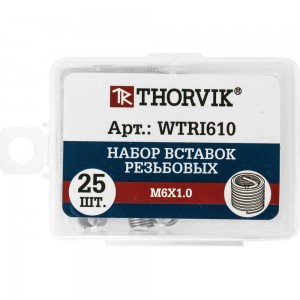 Набор вставок резьбовых Thorvik WTRI610 M6x1.0, 25 предметов 53187