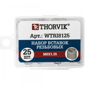 Набор вставок резьбовых Thorvik WTRI8125 M8x1.25, 25 предметов 53188