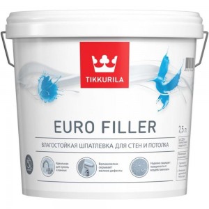 Шпаклевка влагостойкая для стен и потолков 2,5 л TIKKURILA EURO FILLER 700012219