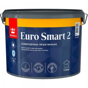Интерьерная краска TIKKURILA EURO SMART 2 для стен и потолка 9л 700001104