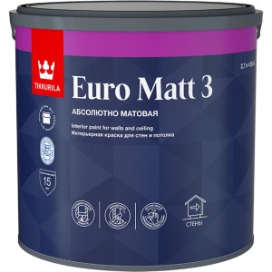 Интерьерная краска Tikkurila EURO MATT 3 база A глубоко матовая 2,7л 700001113