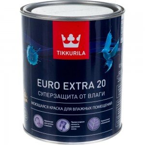 Краска TIKKURILA EURO EXTRA 20 моющаяся для влажных помещений, база A 0,9л 700001105