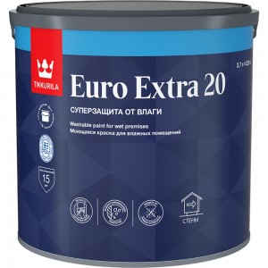 Краска Tikkurila EURO EXTRA 20 моющаяся, для влажных помещений, база A 2,7л 700001106