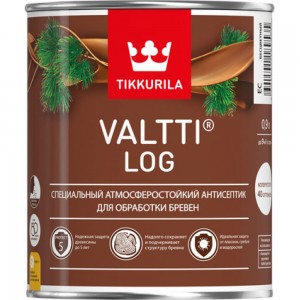 Антисептик TIKKURILA VALTTI LOG специальный для бревен, атмосферостойкий, красное дерево 0,9л 700010360