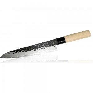 Нож кухонный поварской hammered finish длина лезвия 210 мм, сталь vg-10, 3 слоя, рукоять магнолия TOJIRO F-1115