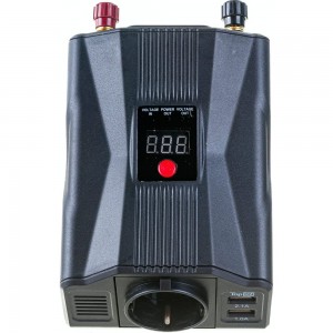 Автомобильный инвертор TopOn 200 Вт, 1 розетка, 2 USB, LCD экран, пиковая мощность 400 Вт, черный TOP-PI201
