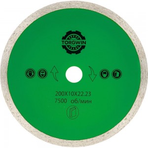 Алмазный диск со сплошной кромкой для гранита 200х1.7х10х22.23 мм TORGWIN 106AG-TG20022KL
