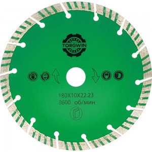 Алмазный диск турбо сегмент 180х10х22.23 мм TORGWIN 106AG-TG18022ТС