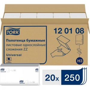 Бумажное полотенце TORK 250 штук Universal натуральные белые 23х23 ZZ 120108 124556