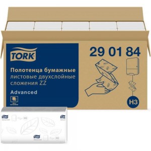 Бумажные полотенца TORK Advanced 2-слойные, белые, 200 шт, 23х23, ZZ 290184 126508