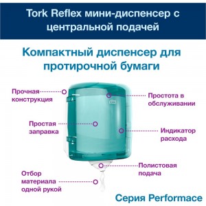 Протирочная бумага Tork Reflex с центральной вытяжкой M4 6 пачек в упаковке 120000 22611