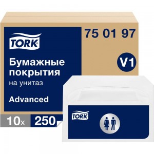 Покрытия на унитаз TORK Advanced белый V1 (250 листов) арт. 750197 25460