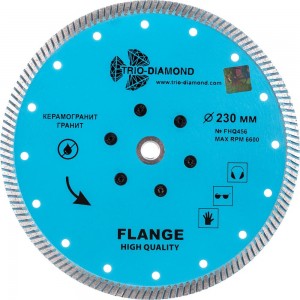 Диск алмазный отрезной Турбо с фланцем Grand hot press (230 мм; М14) TRIO-DIAMOND FHQ456