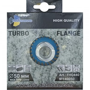 Диск алмазный отрезной Турбо с фланцем 50 мм, М14 TRIO-DIAMOND FHQ440