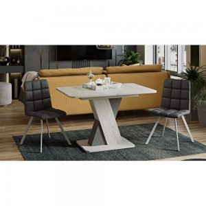 Обеденный раздвижной стол ТриЯ Люксембург тип 3, дуб крафт белый/серый 221390