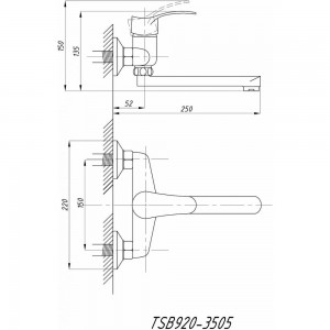 Настенный смеситель для кухни Tsarsberg тип См-МОРНА См-УмОРНА TSB-920-3505