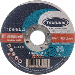 Круг зачистной по металлу (115х6х22 мм, A 24 R BF L) Tsunami D16110011562300