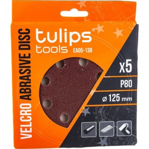 Диск шлифовальный с липучкой (5 шт; 125 мм; P80) Tulips tools EA05-138