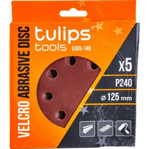 Диск шлифовальный с липучкой (5 шт; 125 мм; P240) Tulips tools EA05-146