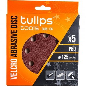 Диск шлифовальный с липучкой (5 шт; 125 мм; P60) Tulips tools EA05-136