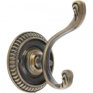Мебельный крючок ТУНДРА KM212AB, двухрожковый, цвет бронза 1866218