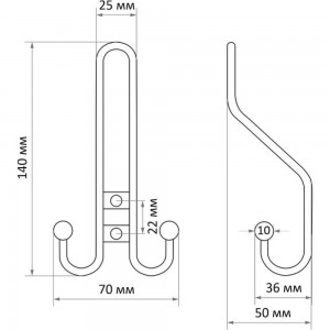 Мебельный крючок ТУНДРА KM303CP, трёхрожковый, цвет хром 1866191