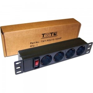 Блок розеток TWT 10 4 шт., 10A 250V, без шнура питания PDU10-10A4P