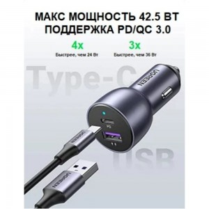 Автомобильное зарядное устройство Ugreen USB-A + USB-C 42.5Вт 60980