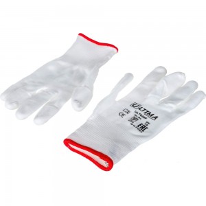 Нейлоновые перчатки с полиуретановым покрытием кончиков пальцев ULTIMA белые ULT620F/S