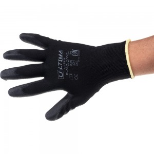 Нейлоновые перчатки с полиуретановым покрытием ULTIMA BLACK TOUCH черные ULT615/М