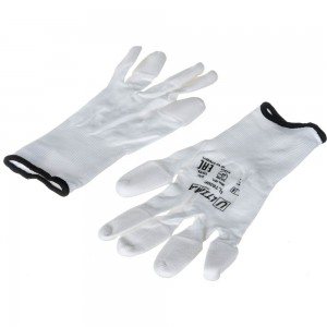 Нейлоновые перчатки с полиуретановым покрытием кончиков пальцев ULTIMA белые ULT620F/XL
