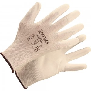 Нейлоновые перчатки с полиуретановым покрытием ULTIMA WHITE TOUCH белые ULT620/L