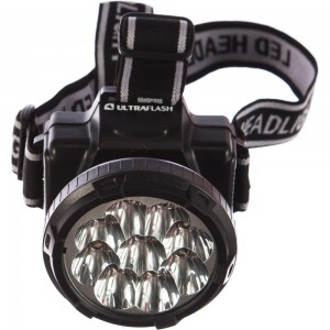 Налобный фонарь Ultraflash LED 5363 (аккум 220В, черный, 9LED, 2 реж, пласт, бокс) 11257