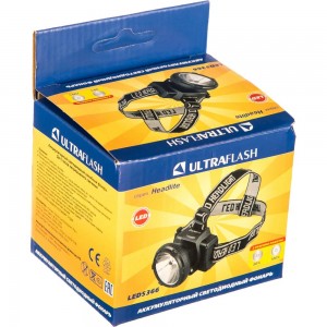 Налобный аккумуляторный фонарь 220В, черный, 0.5Вт LED, 2 режима Ultraflash LED5366 11649