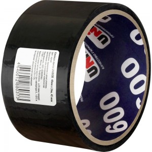 Упаковочная клейкая лента UNIBOB 600 черная 48 мм х 24 м, 45 мкм 214945