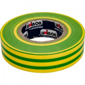 Изолента ПВХ UNIBOB 19 мм х 20 м, желто-зеленая 211759