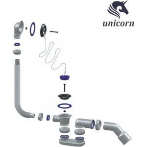 Сифон для ванны Unicorn регулируемый, плоский нержавеющий выпуск, 40х40/50 400 S12 ИС.110353
