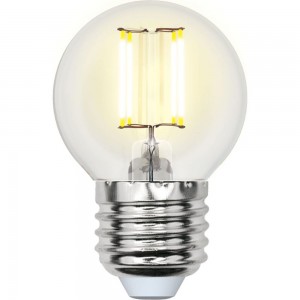 Светодиодная лампа Uniel LED-G45-6W/WW/E27/CL GLA01TR. Форма шар, прозрачная. UL-00002203
