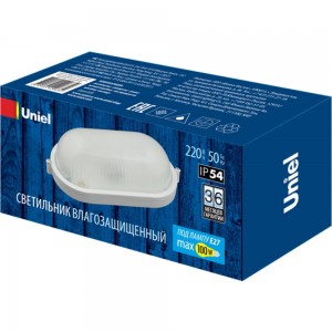 Влагозащищенный светильник Uniel UWL-O01 100W E27 IP54 WHITE овал, под лампу Е27 UL-00006773