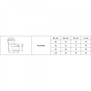 Редукция VALFEX D 50/110 мм, внутренняя канализация 25110050