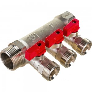 Коллектор с отсекающими кранами Valtec 1х3 выхода Евроконус 3/4