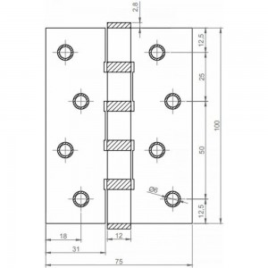 Универсальная петля Вантаж 100x75x3 матов. бронза, 2 шт. B4-MAB