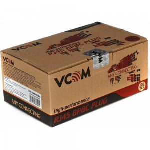 Коннекторы VCOM RJ-45 /8P8C/ для UTP кабеля, 5 категории / упаковка 100 шт./ VNA2200-1/100