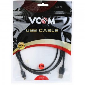 Кабель VCOM USB2.0 Am micro-B 5P, 1.5м, черный VUS6945-1.5M