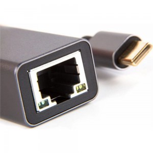 Кабель-переходник VCOM USB 3.1 Type-C - RJ-45, 1000Mbps Ethernet, Aluminum Shell, 0.15м DU320M