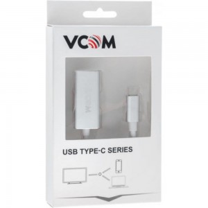 Кабель-адаптер VCOM USB 3.1 Type-C/m - DisplayPort/f, 3840x216060Hz, 10Gbps, Aluminum Shell, 0,15m CU422M