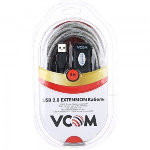 Удлинительный активный кабель-адаптер VCOM USB2.0-repeater Am-Af, 5м VUS7049-5M
