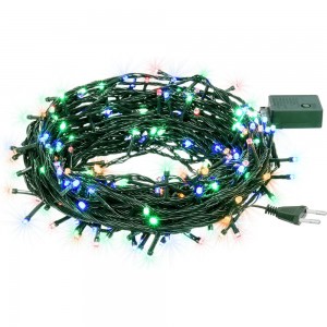 Электрогирлянда Vegas нить 100 разноцветных LED ламп контроллер 8 режимов зеленый провод 55061