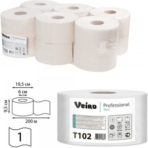 Бумага туалетная VEIRO PROFESSIONAL Basic 200 м, 12 шт T102 127083