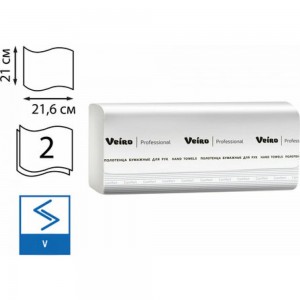 Полотенца бумажные VEIRO PROFESSIONAL Comfort 200 шт, 2-х слойные, белые 21x216 V KV205 129535